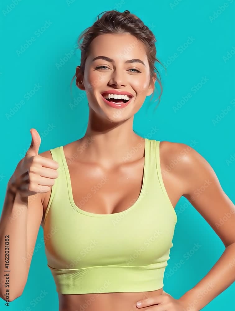 Happy woman showing thumbs up gesture. Happy woman showing thumbs up gesture.