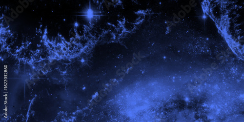 Star field background. blue nebulae. Beautiful mystic nebula in deep space. Infinite cosmic open spaces. Vector illustration. Abstract fractal wallpaper of a computer-generated image, vector.