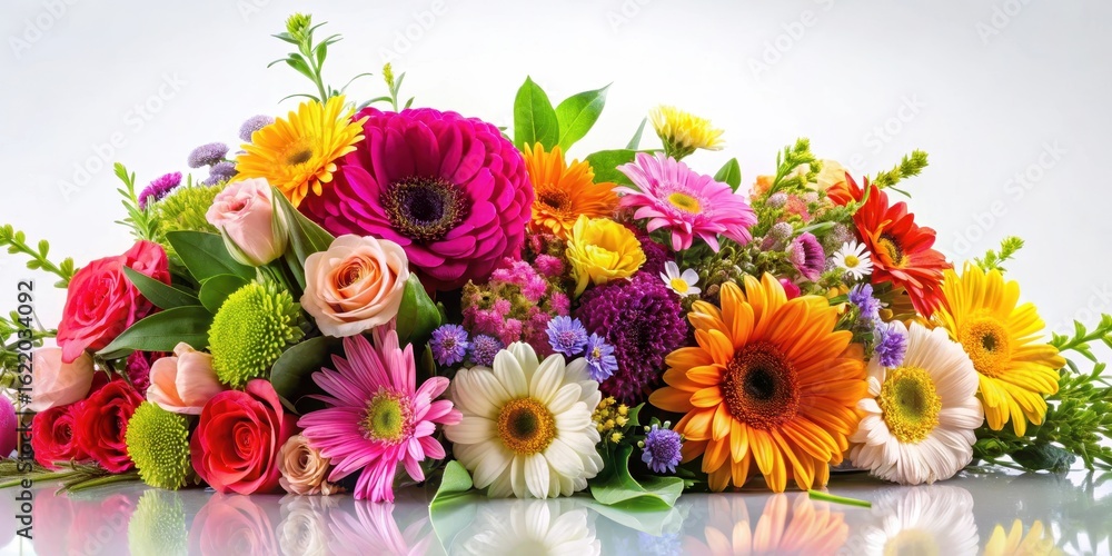 Fototapeta premium Flowers arrangement on white background