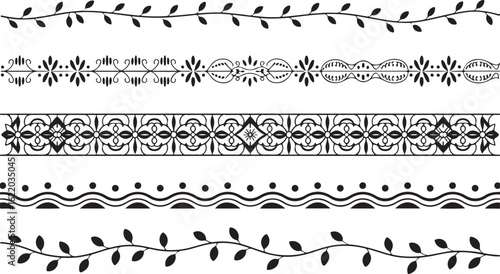 A vector set of vintage floral borders and seamless patterns for ornate decoration and design elements