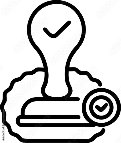 Approved Stamp Icon – Line Art for Official Certification & Authorization

