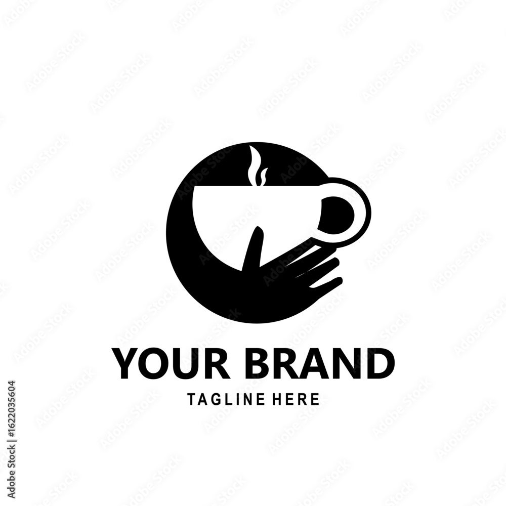 Obraz premium black hand hugging cup logo