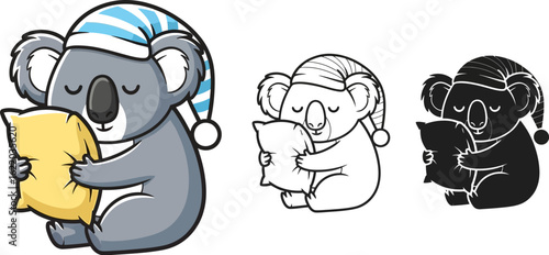 Sleeping koala cartoon illustration vector graphic design