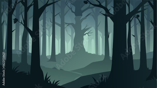 The fog creeping in between the trunks of the trees creating a sense of isolation and mystery.