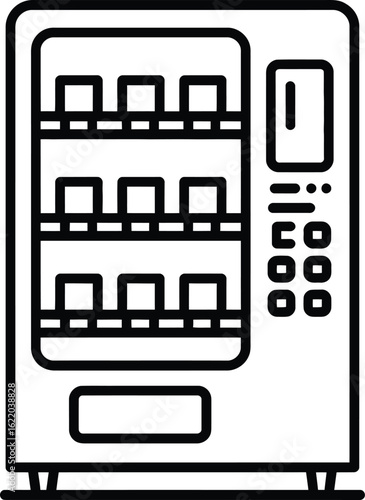 Simple outline icon of a vending machine with products inside