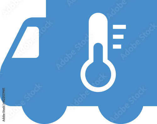 Refrigerated delivery icon with thermometer symbol. Ideal for cold chain packaging, food logistics, and perishable product transport.