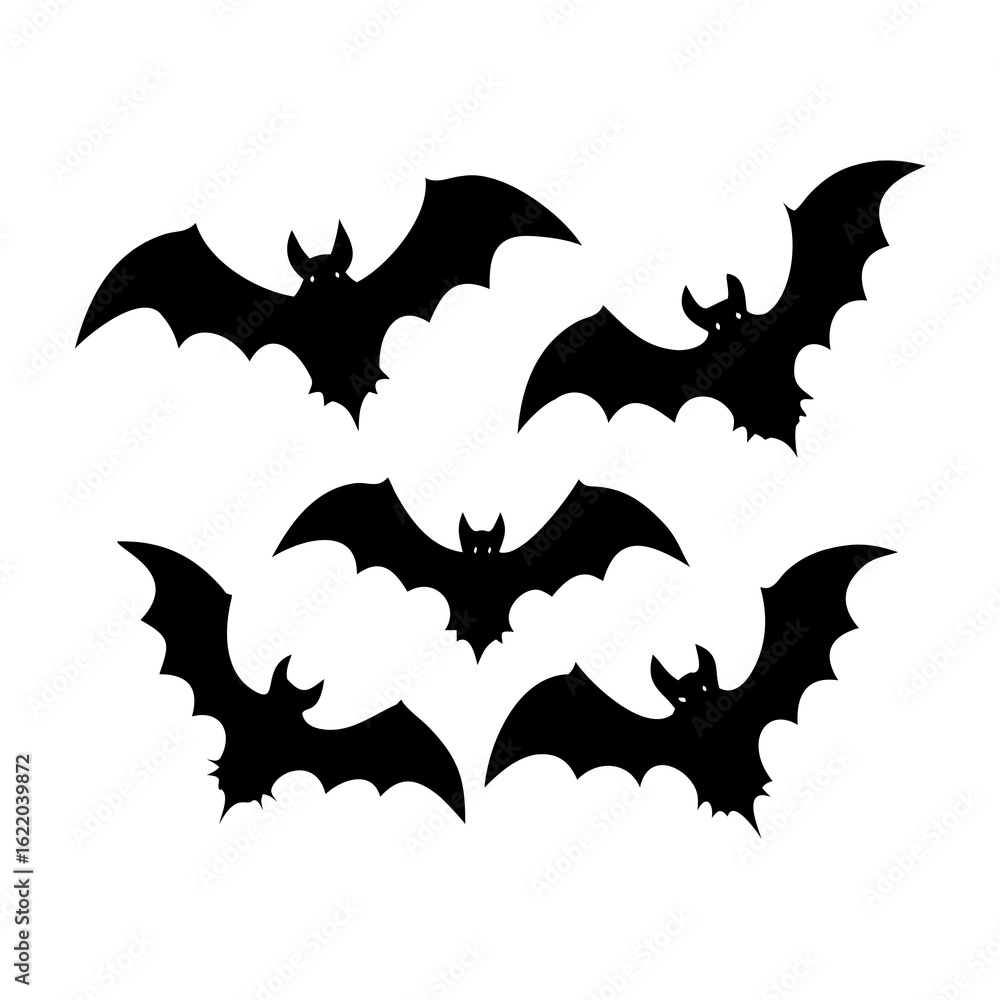 Naklejka premium collection-of-black-bat-silhouettes-for-halloween-