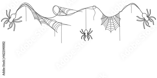spider web and hanging spider line design for halloween day