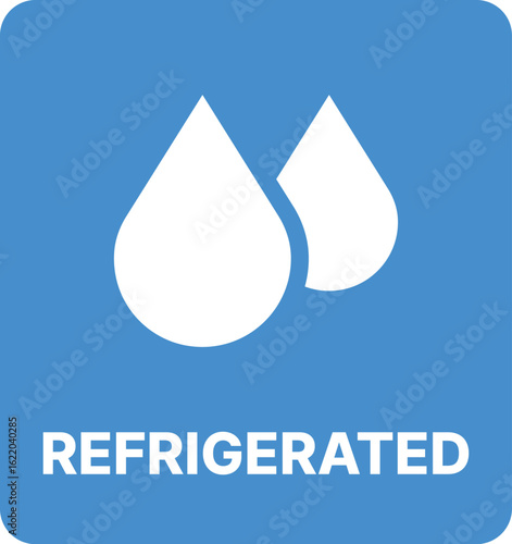 Refrigerated shipping icon with water drop symbols. Indicates items that must be kept cold during transportation and storage.

