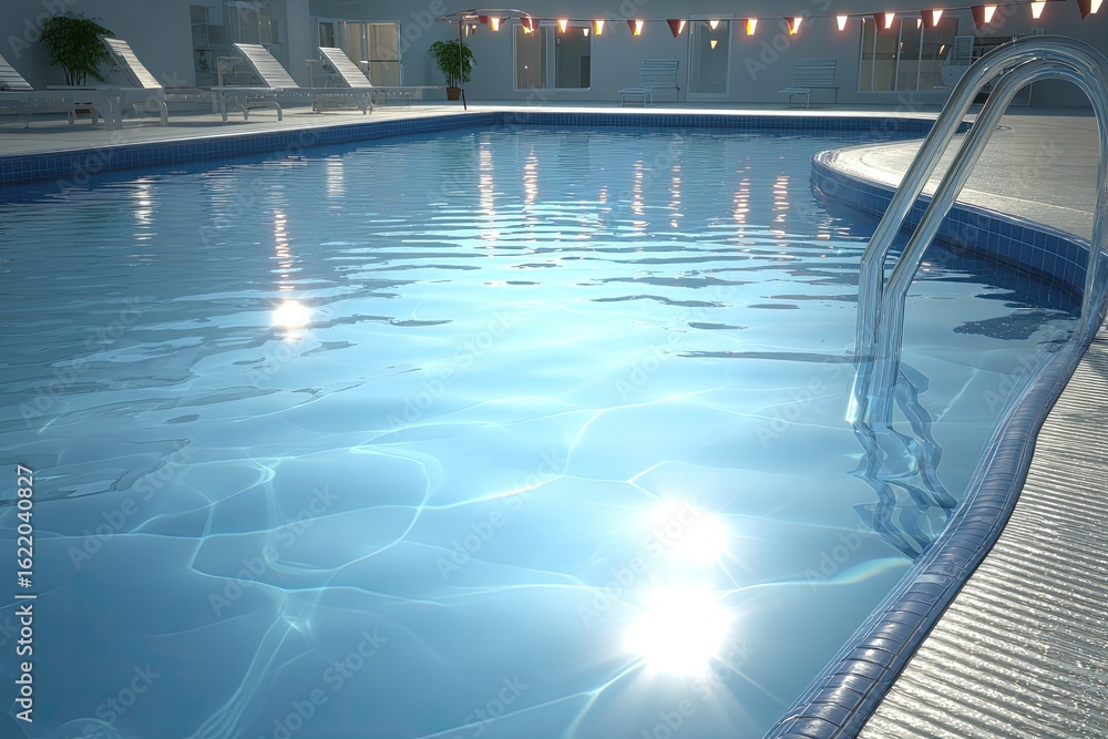 Obraz premium Poolside with modern patio