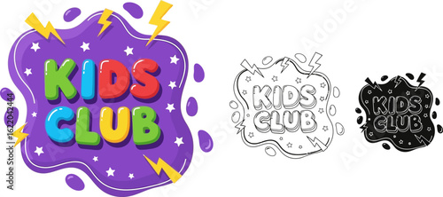 Kids club logo design vector illustration for children fun