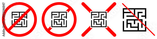 No labyrinth sign vector symbolizing simplicity, directness, and problem-solving. Represents avoiding complexity and finding the straightest path.