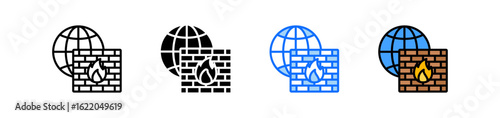 Network Firewall Icon Set Multiple Style Collection