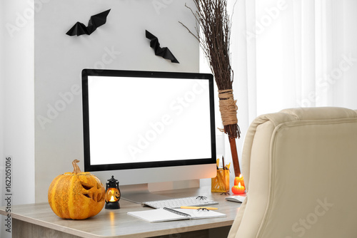 Stylish workplace with mode...
