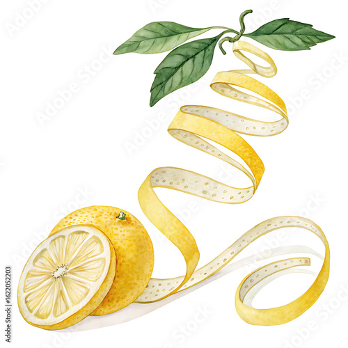 Watercolor Lemon Zest Spiral in Nature's Embrace for Festive Celebrations
