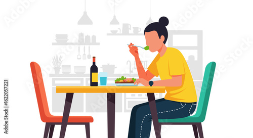 Person enjoying a healthy meal at home, perfect for blogs or articles about healthy eating habits.