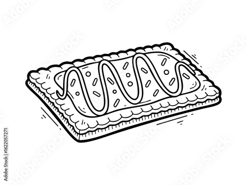 Hand drawn pop tart illustration vector, sweet pastry with frosting and sprinkles doodle style, food art