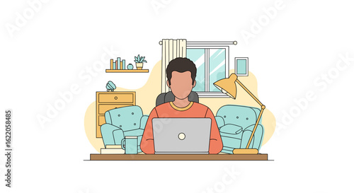 Person working from home on laptop, ideal for remote work, work from home, or productivity blog.