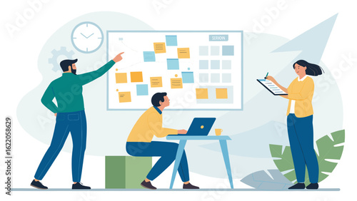 Teamwork and Project Management Illustration: Perfect for website banners, presentations, and marketing materials.