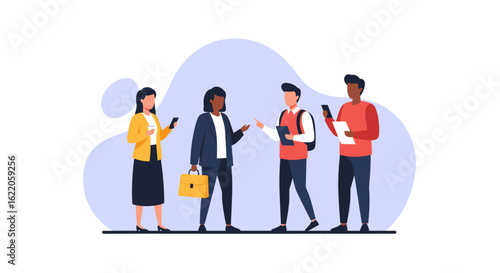 Diverse group of professionals collaborating, ideal for business websites or presentations.