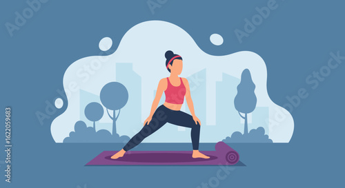 Woman practicing yoga outdoors, perfect for wellness websites or fitness brochures.