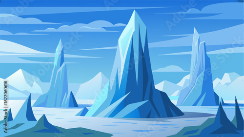 Perfectly sculpted ice formations standing tall against a backdrop of neverending wintry plains.