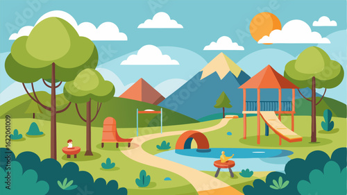 This park offers a balance of nature and recreation with a playground area for children to play and explore.