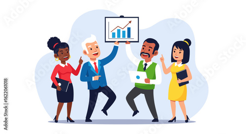 Diverse business team celebrating success, perfect for website banners or presentations.