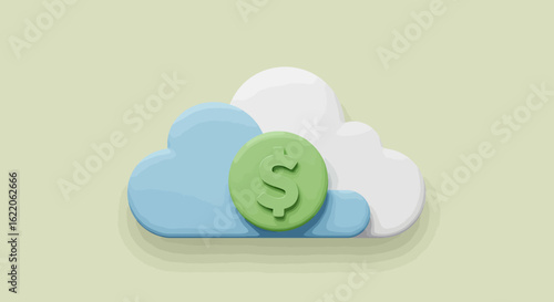 A stylized illustration of a cloud with a dollar sign representing financial concepts.