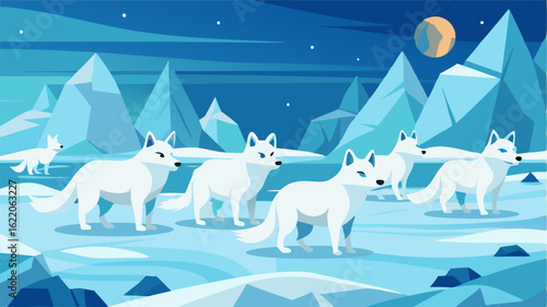 The hauntingly beautiful sight of arctic foxes traversing the icy fields their white coats blending into the surroundings.