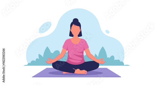 Woman meditating outdoors: Perfect for wellness websites, yoga studios, and mindfulness apps.