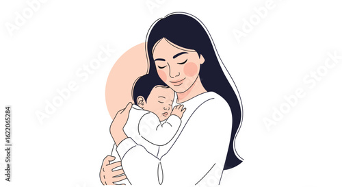 A tender moment of maternal love holding a newborn baby in a gentle embrace