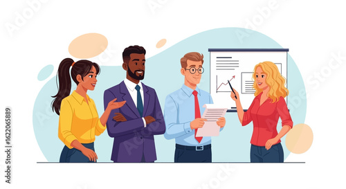 Diverse business team brainstorming, perfect for website banners or presentations.