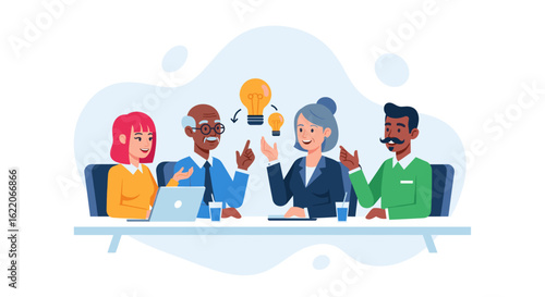 Diverse team brainstorming, generating innovative ideas. Perfect for websites, presentations, and marketing materials.