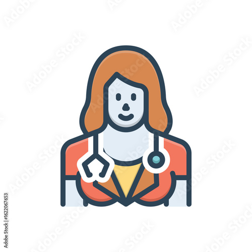 Color illustration icon for doctor