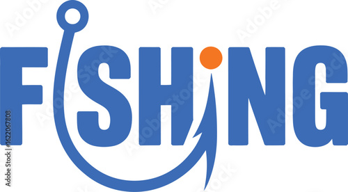 Fishing word art with a hook and bobber graphic