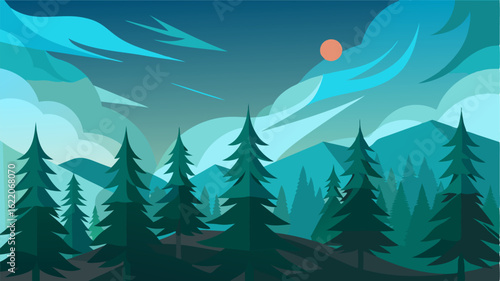 The crisp cool air of the boreal forest carries the scent of pine needles and the distant sound of rustling branches.