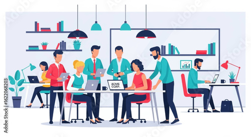 Modern office team collaborating, perfect for website banners or business presentations.
