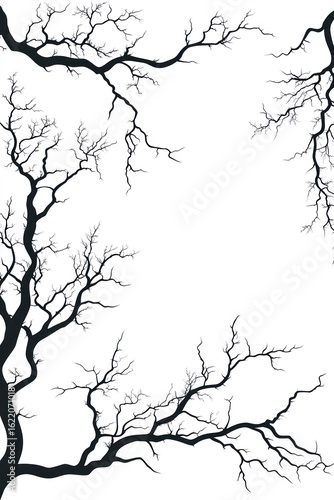 Silhouette Branches on White Background