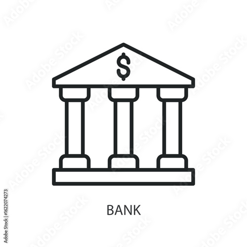 Bank thin line vector icons.