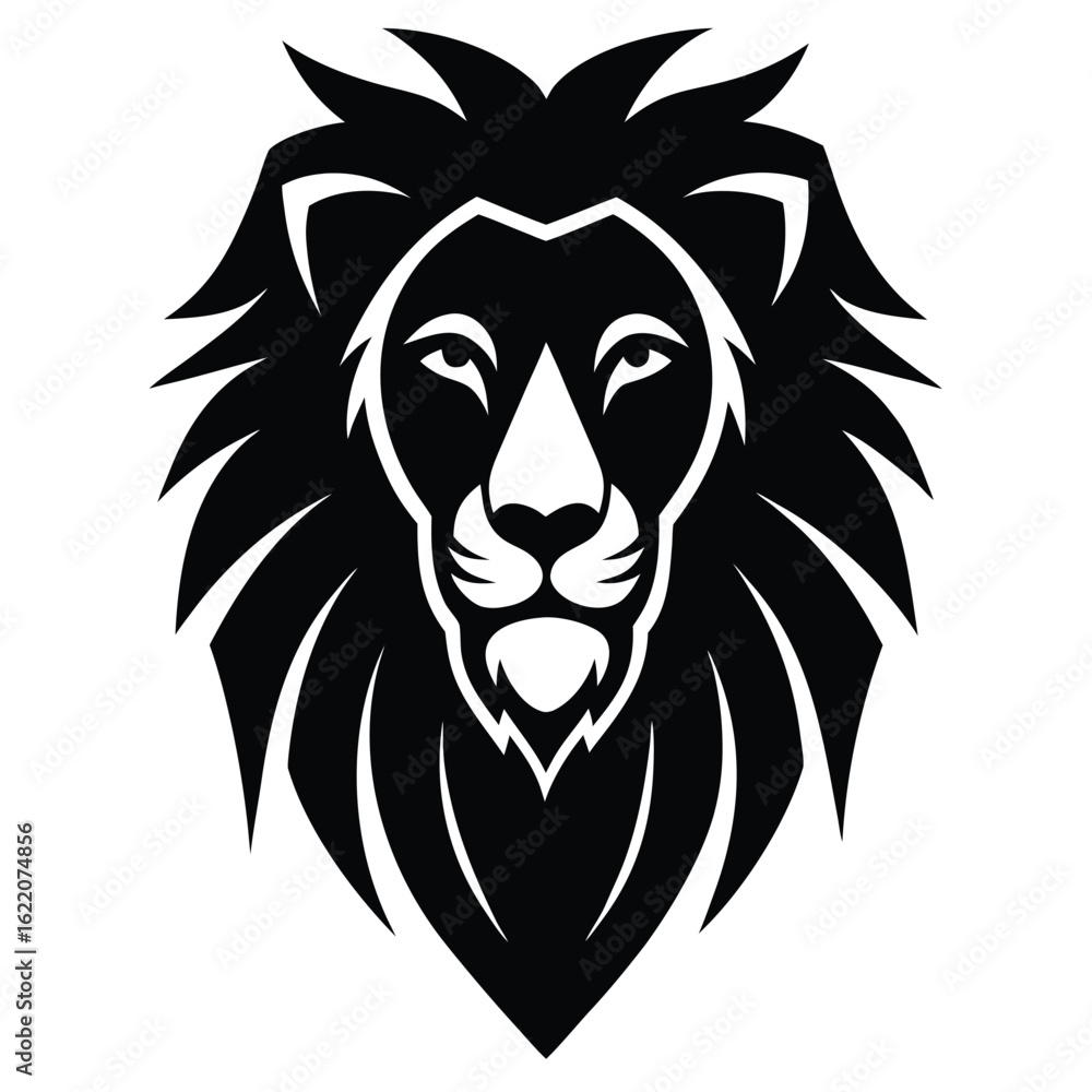 Fototapeta premium Majestic lion head silhouette vector art logo
