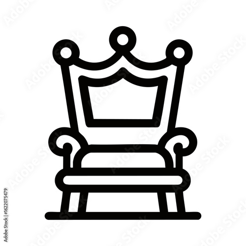 Bold Minimalist Throne Icon with a Regal Crown-Shaped Back