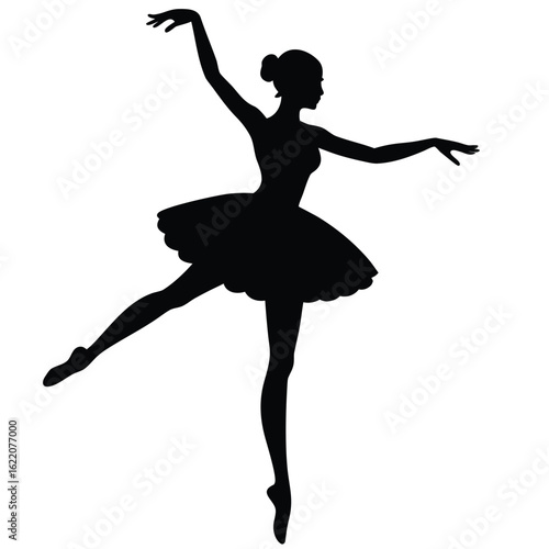 Silhouette of a graceful ballet dancer in a tutu vector