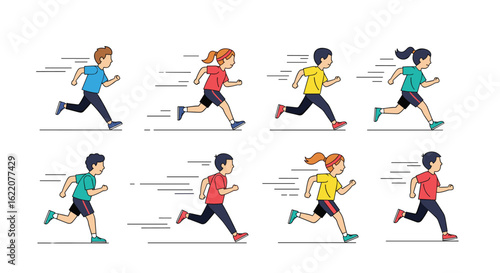 Active children running fast in dynamic motion capturing the energy of youthful fitness and sport participation