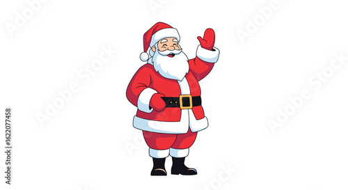 Delightful animated santa claus waving happily bringing christmas cheer and holiday spirit