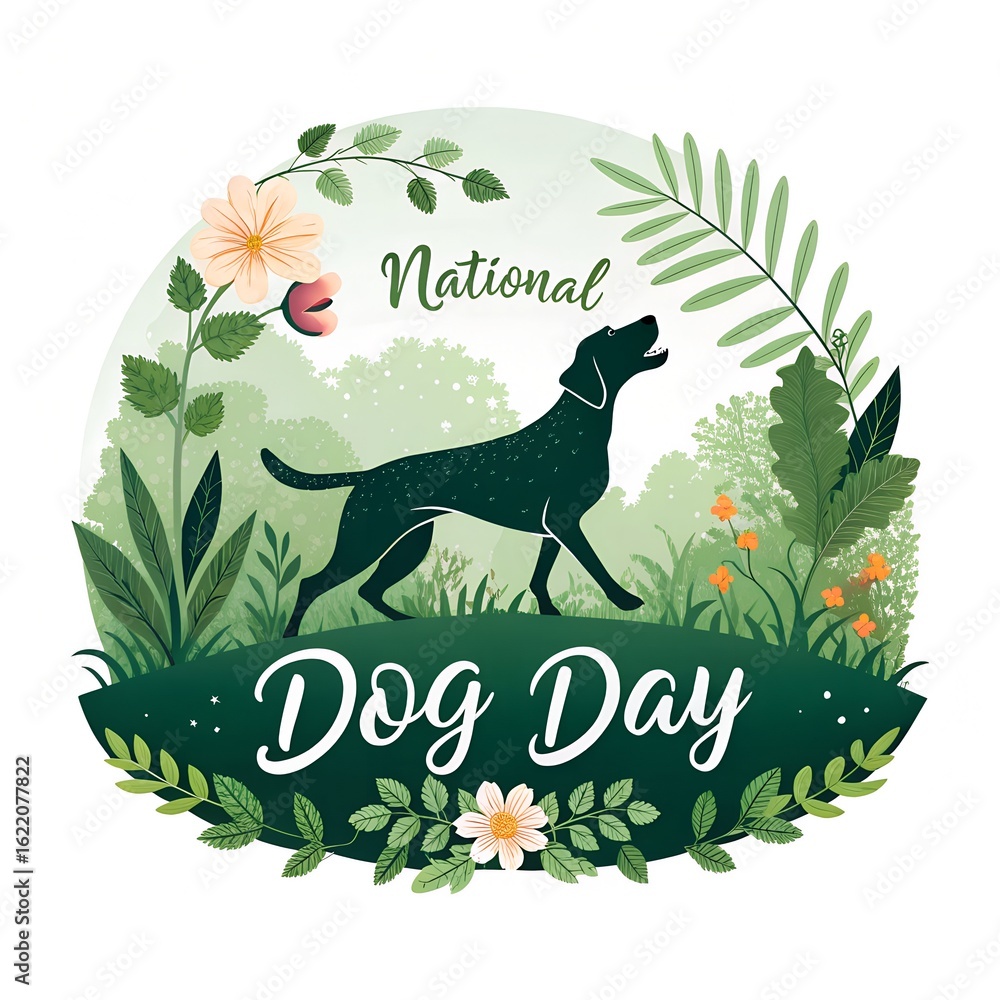 Naklejka premium national dog day celebration, happy dog day illustration, dog day pet love, national dog day poster design, dog day awareness art