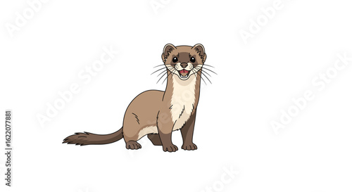 Adorable pixel art ferret with bushy tail and whiskers standing and looking directly at viewer