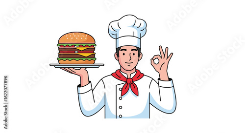 Master chef presents a deliciously stacked burger offering a perfect culinary creation for everyone