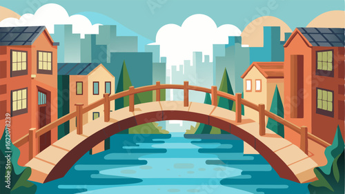 Quaint wooden bridges span over the urban canal connecting different neighborhoods of the city. The sound of water trickling through the canal and the chatter of passersby create a