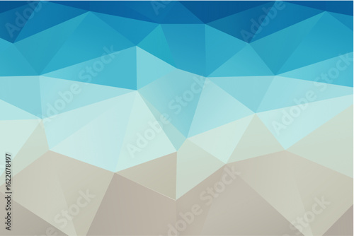 Polygonal blue shaded background. Water colors, or the vastness of the ocean. Peaceful, calm, tranquil. Smooth blending of blues
